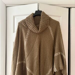 Elegant Brown Cowl Neck Smock Sweater